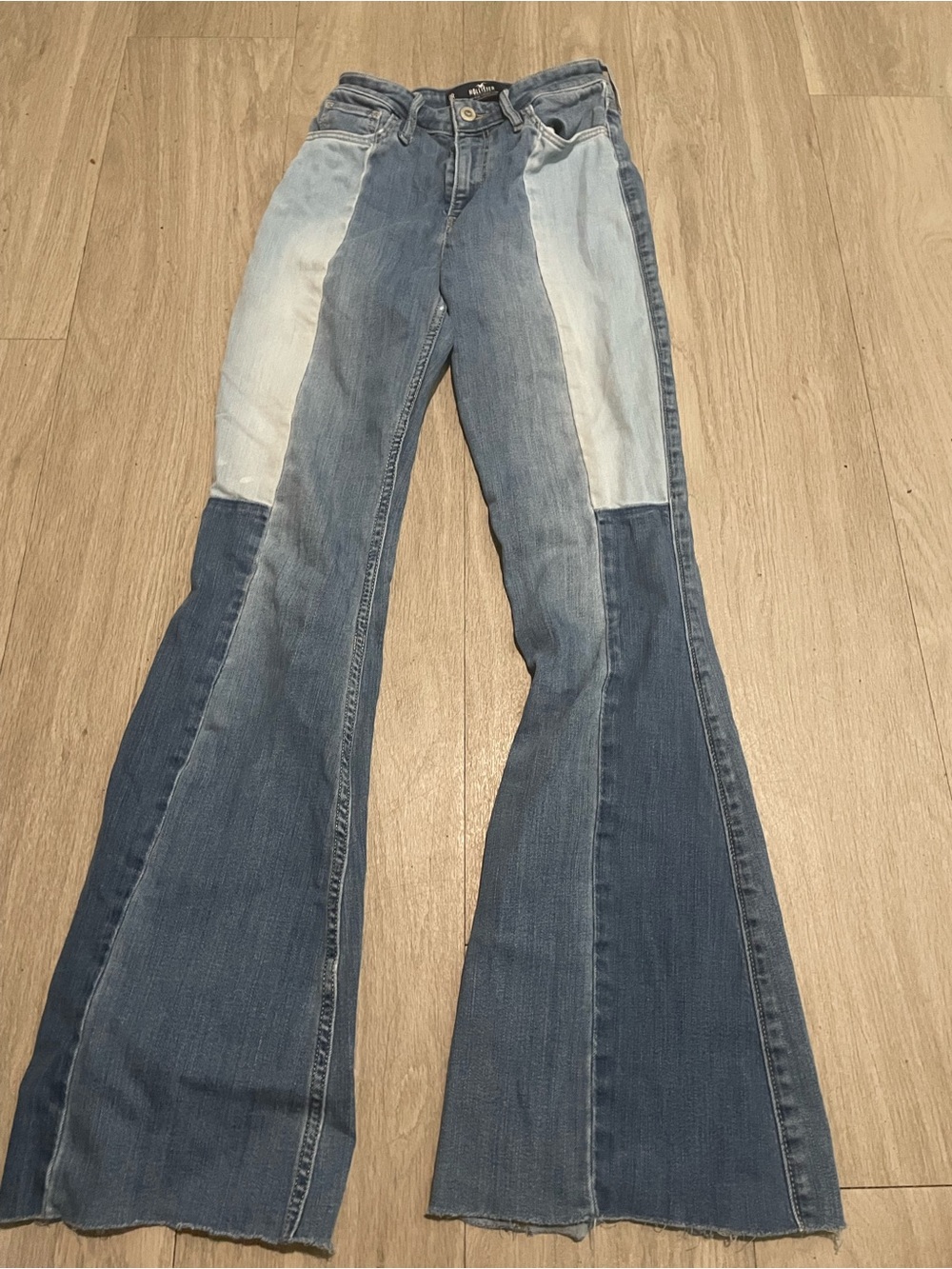 Hollister Two-Tone Blue Patchwork Flare Jeans